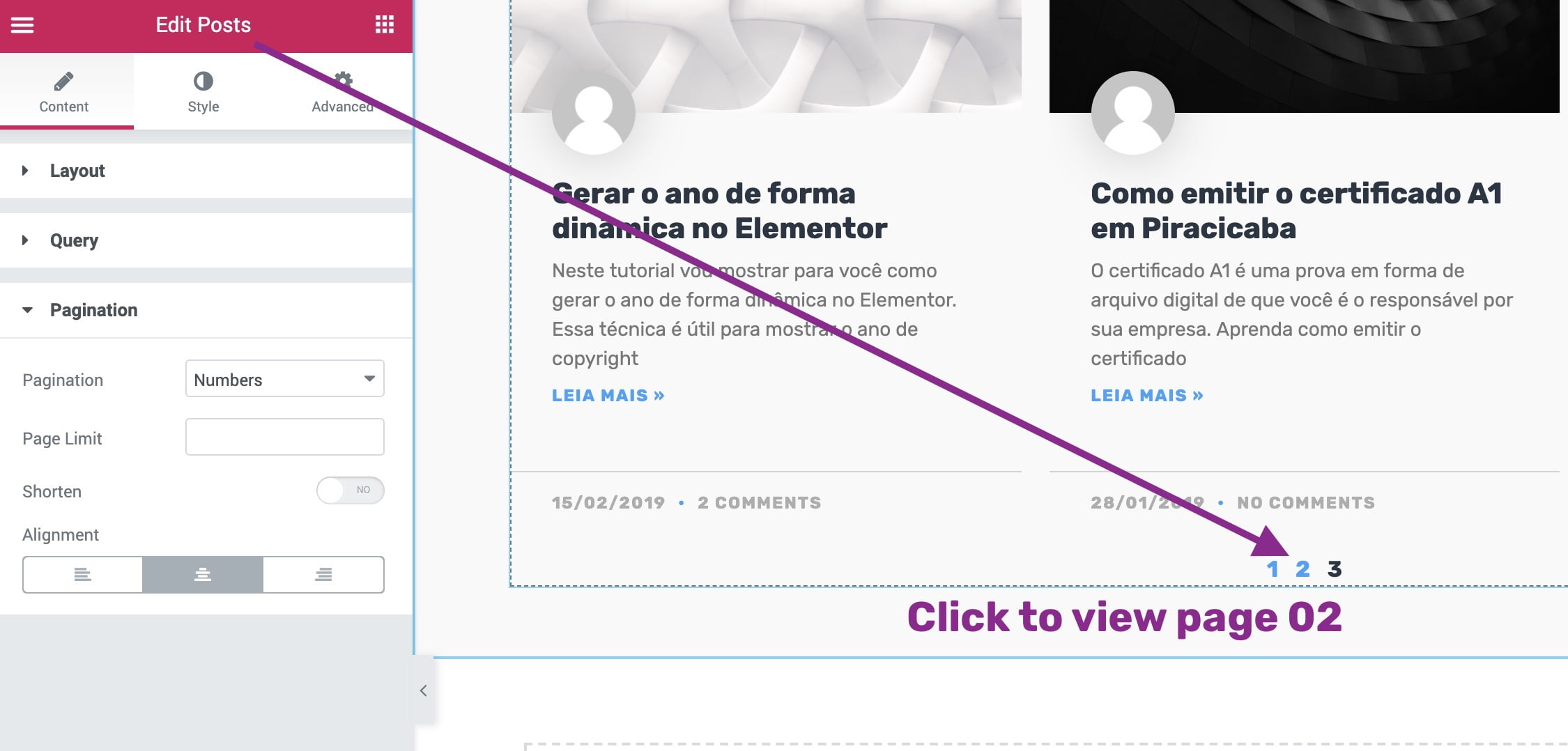 elementor pagination 404 error