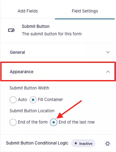 gravity forms submit inline